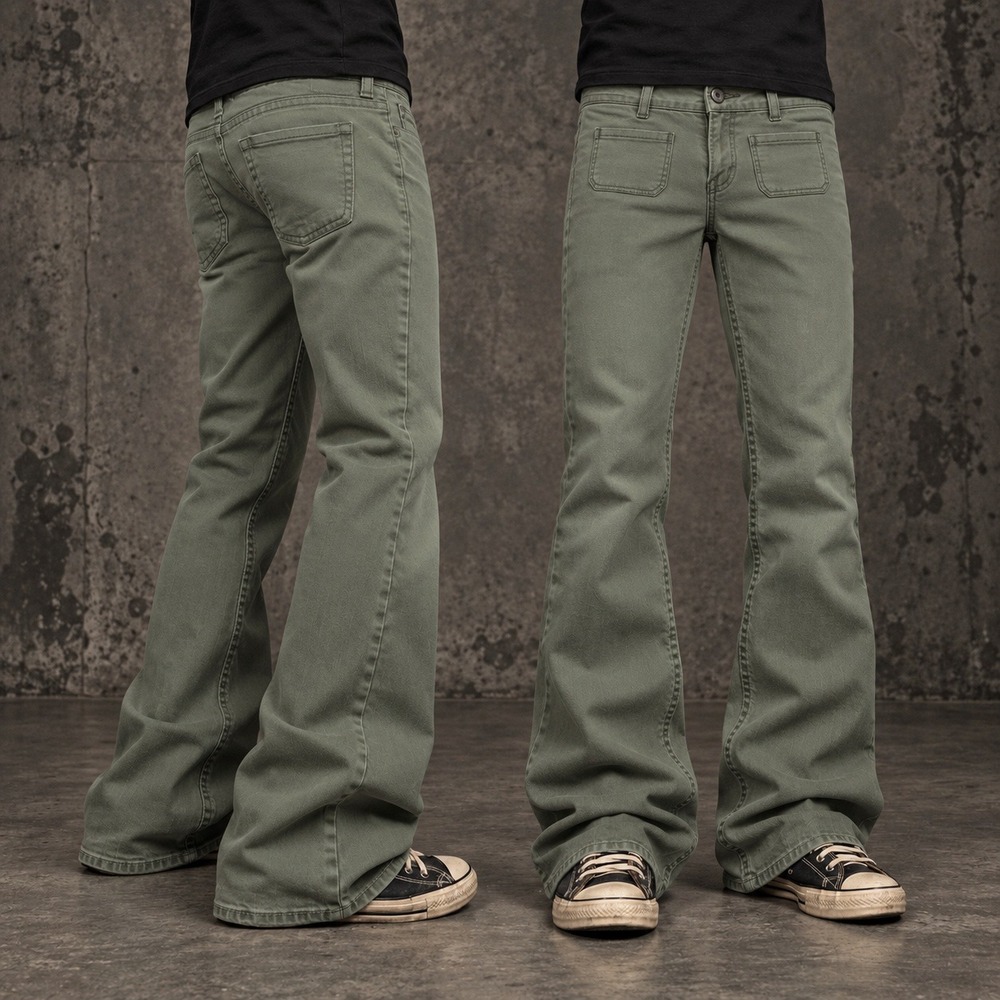 29x32 Green Bootcut Flared Chino Pants Y2K Vintage